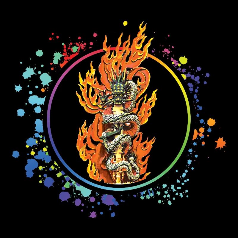 Fudo myoo dragon sword colored thin circle