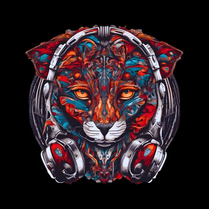 Fuchs mit Kopfhörern Design von KR34T33V3