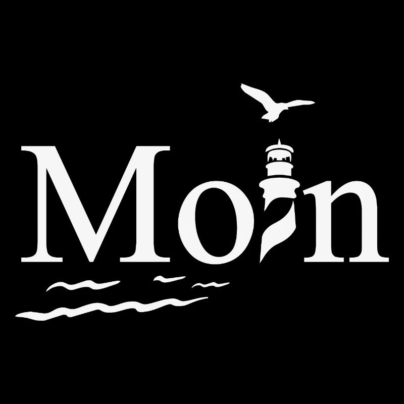 Maritimes Moin Design mit Möwe und Leuchtturm