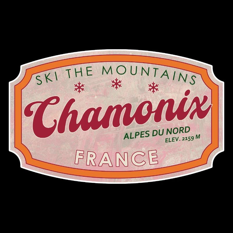 Chamonix Mountain Ski Vintage Label