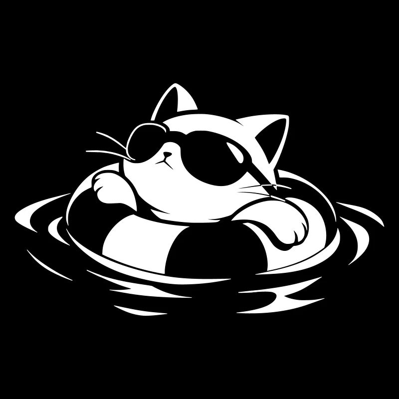 Un chat cool dans l’eau