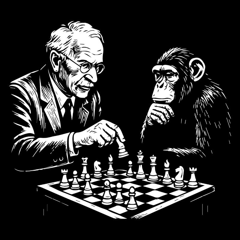 Jung Schachkampf mit Affe