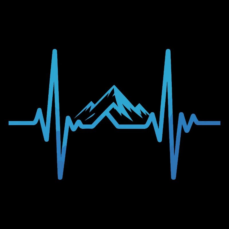 Heartbeat with mountain landscape