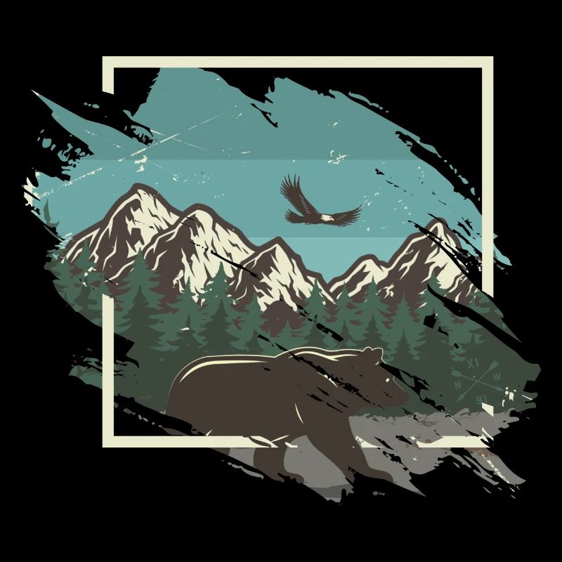 Ours devant le panorama enneigé de la montagne