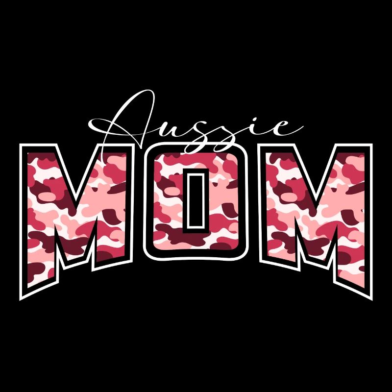 Aussie Mom camouflage pattern lettering