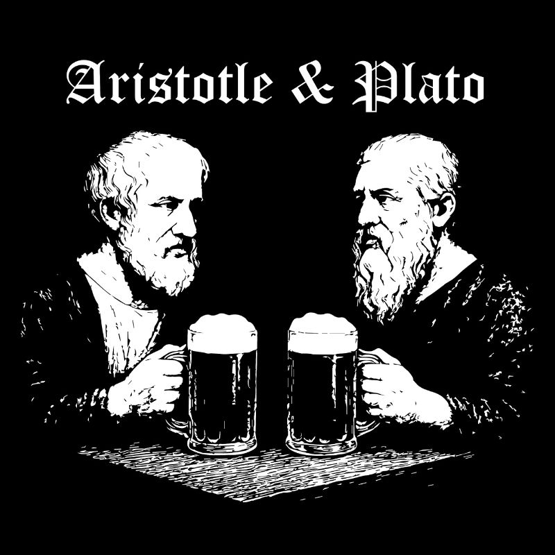 Aristotle and Plato drinking beer