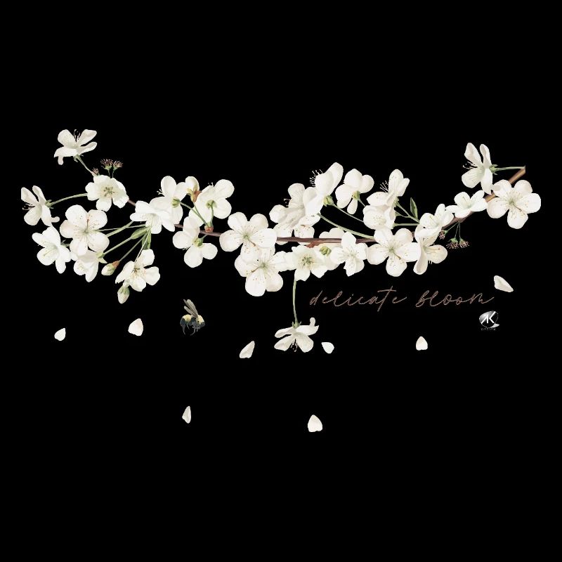 Illustration d’une branche de cerisier avec fleurs blanches