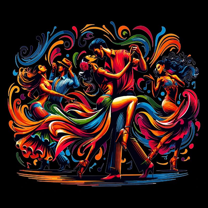 Scène de salsa colorée