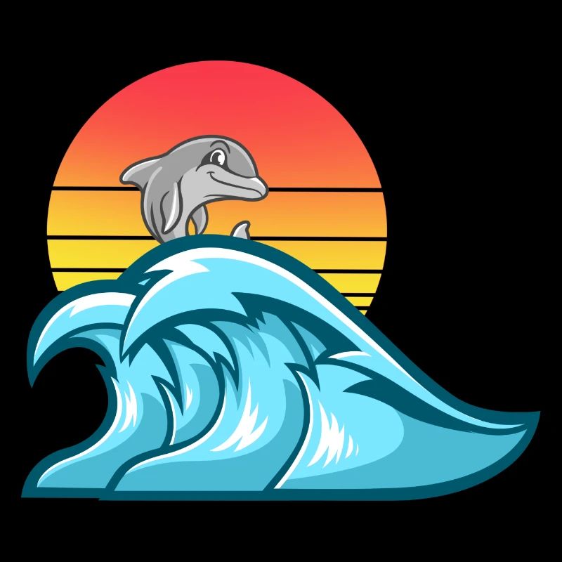dolphine sunset wave designs