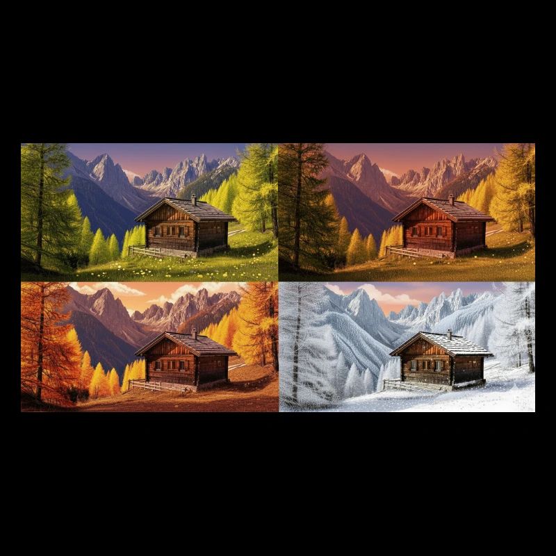 Cabane idylle dans la vallée de montagne