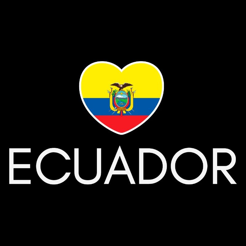 Heart with Ecuador flag, I love Ecuador