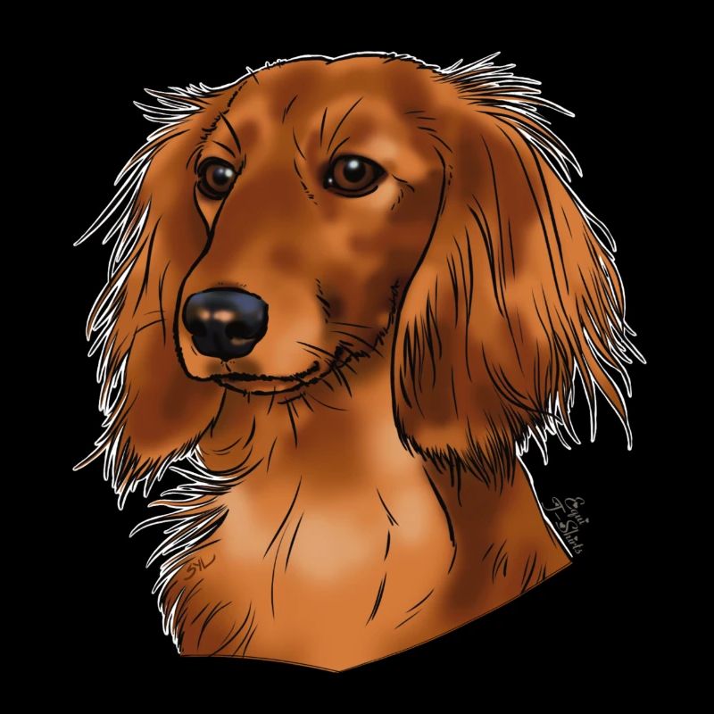 long haired dachshund (without text) dark textiles