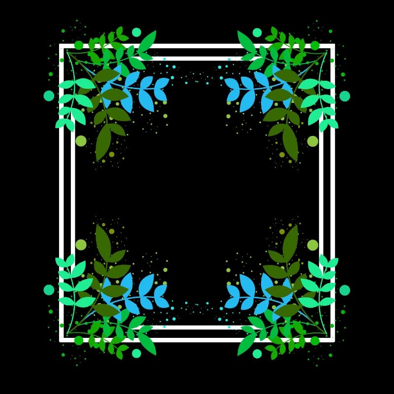 Frame with color stains leaf decoration