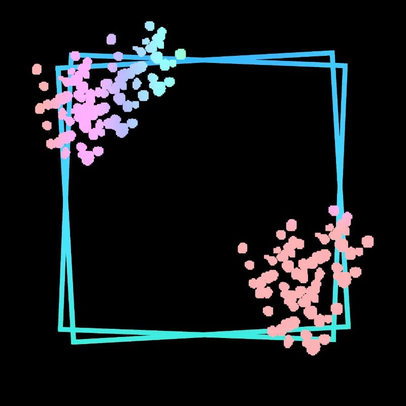 Blue square frame with dots