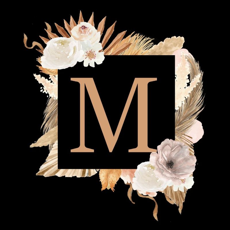 Personalisierbar Monogramm M Boho Palmen Blumen
