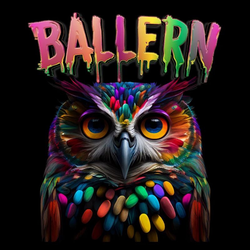 Lustige Techno Eule - Regenbogen Drogen