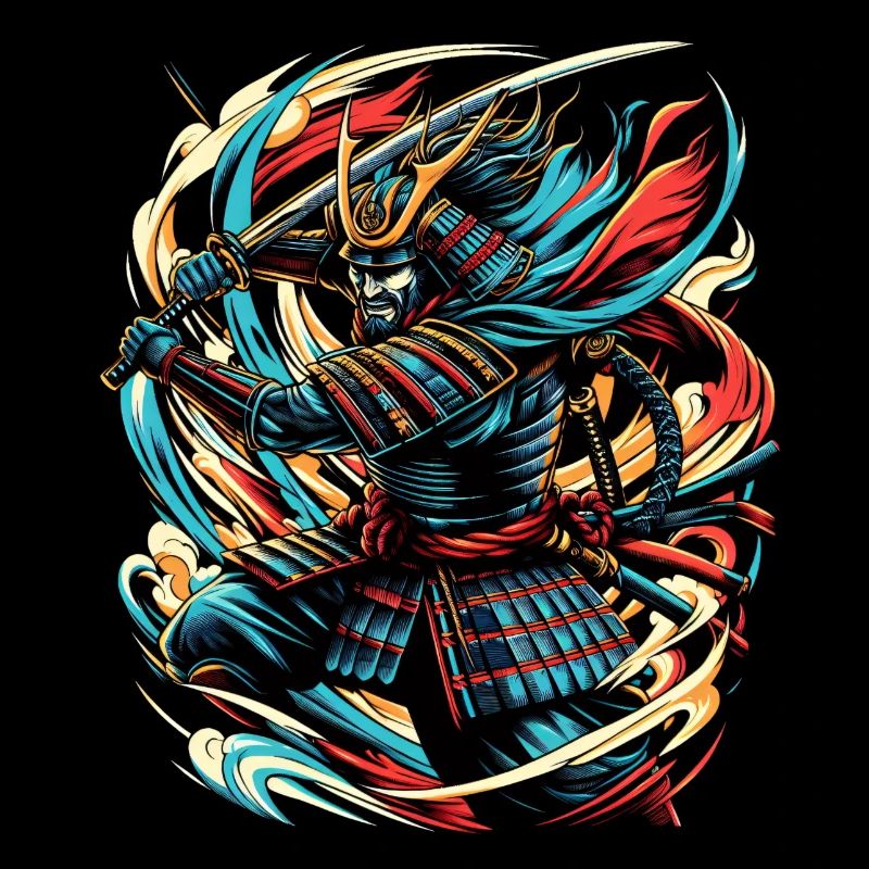 Colorfull Japanese Samurai Warrior