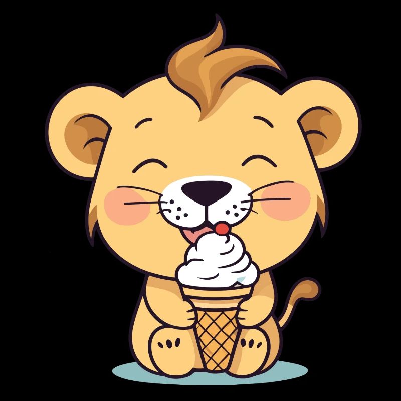 Löwe isst eis