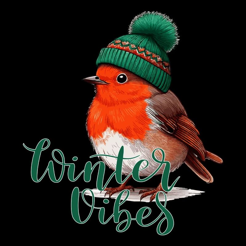 Winter vibes Rotkehlchen Robin Comic lustig fun