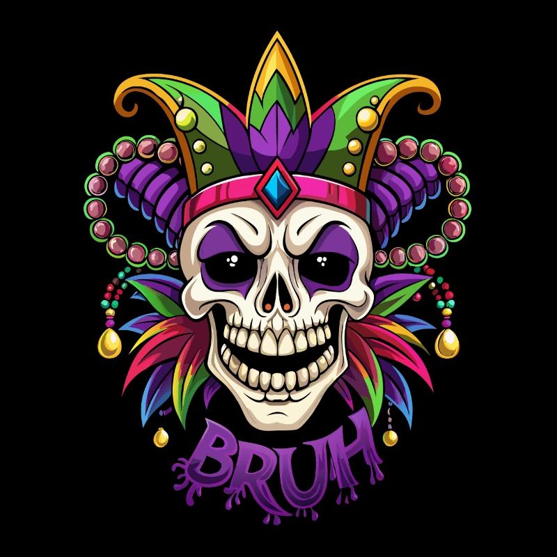 Mardi Gras Bruh - Carnival - Skull - Gift