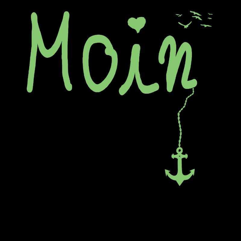 Moin Begruessung Moin mit Moewe in Gruen