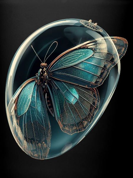 Papillon en Bulle Teal