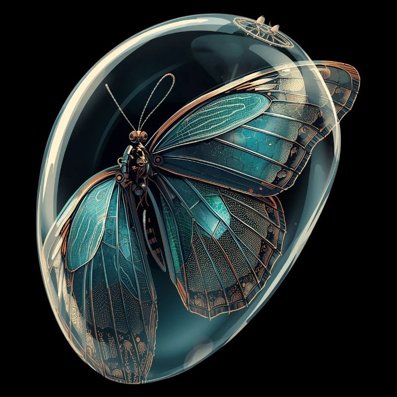 Papillon en Bulle Teal