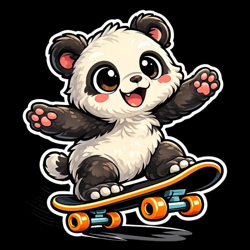 Panda Skateboard Freude