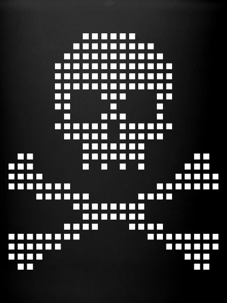 Pixel Skull and Crossbones