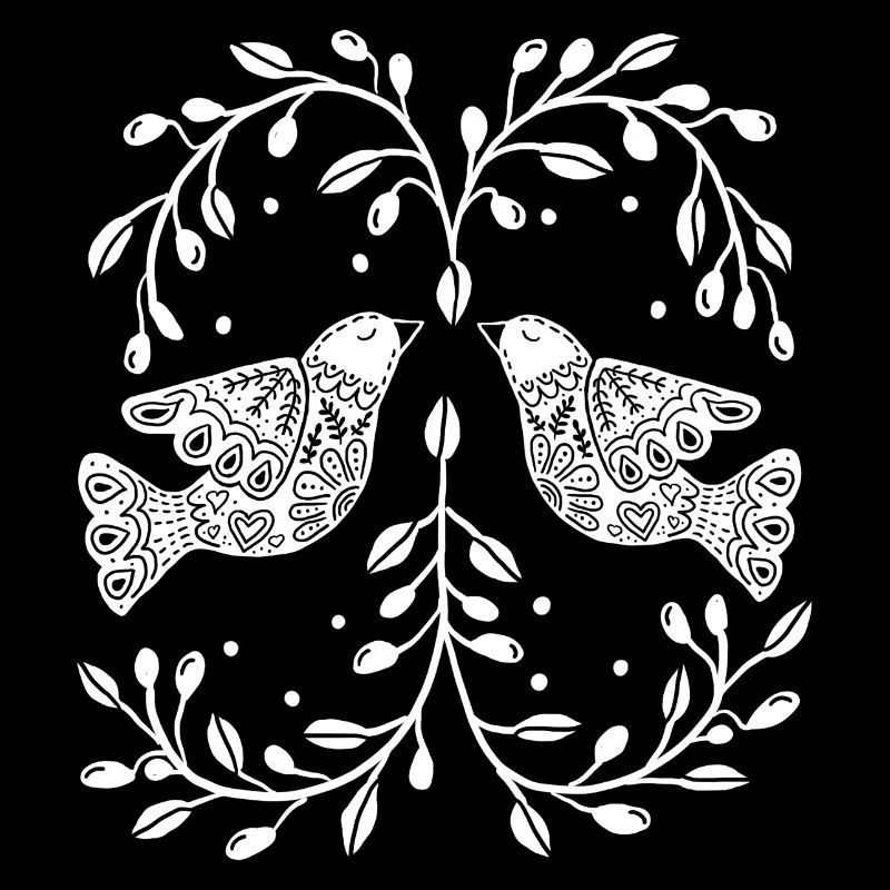 Oiseaux, colombes style rétro scandinave