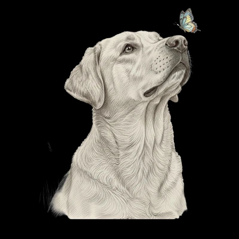Labrador mit Schmetterling Hund Motiv