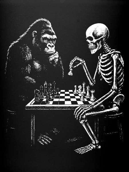Gorilla-Skelett-Schachduell