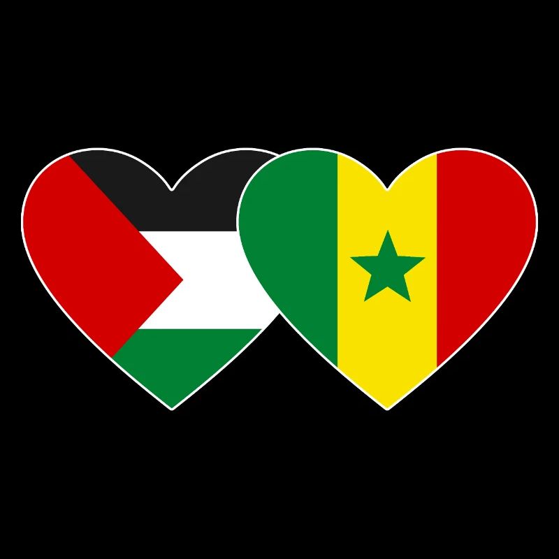 Palestine Sénégal Drapeau Coeur