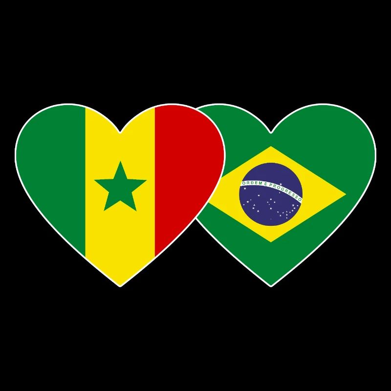 Sénégal Brésil Drapeau Mains Coeur Forme