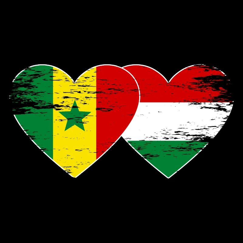 Sénégal Hongrie Drapeau Coeur utilisé