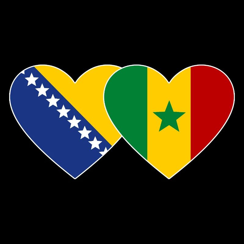 Bosnien Senegal Flagge Herz