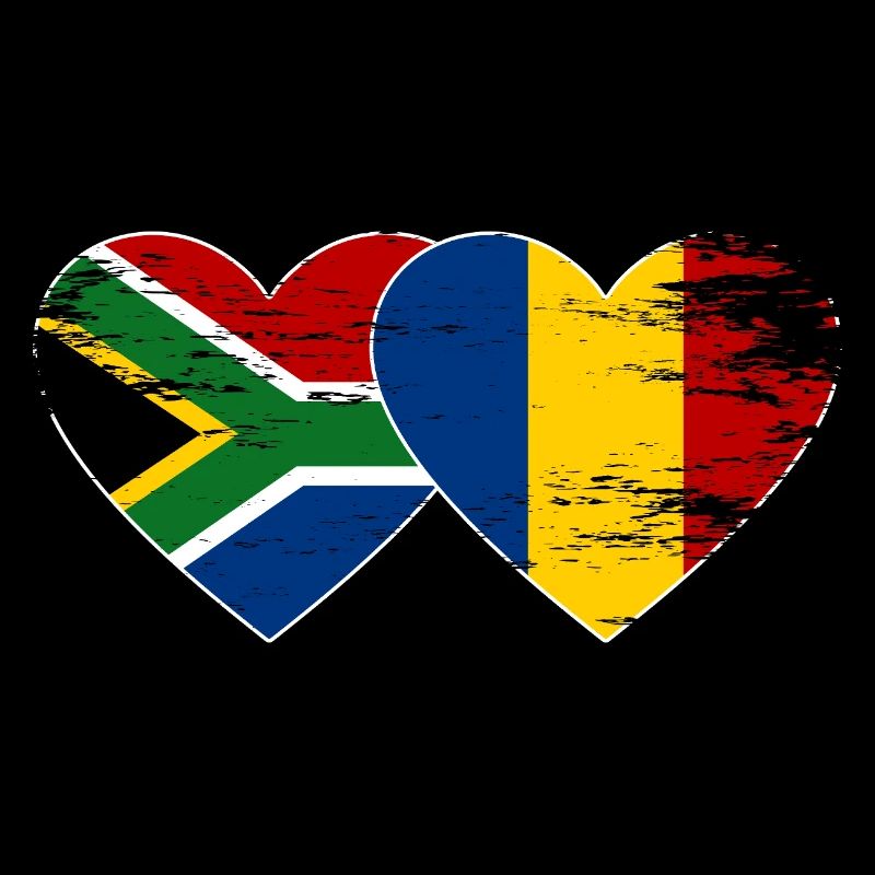 Südafrika Tschad Flagge Herz used