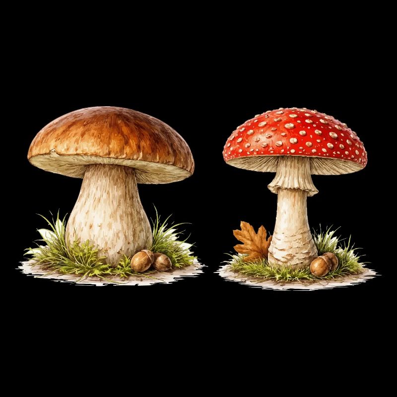 Champignons de la forêt dans le style aquarelle