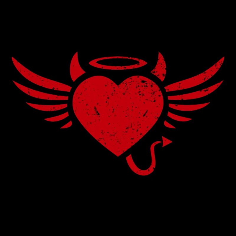 Devil devil angel angel with a red heart