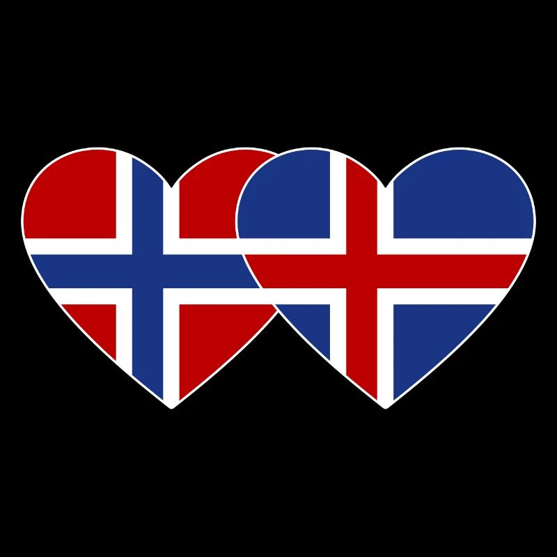 Norvège Islande Flag Heart