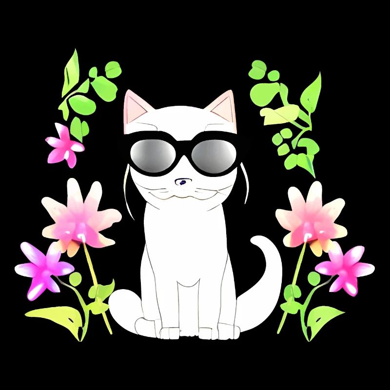 Chat avec fleur