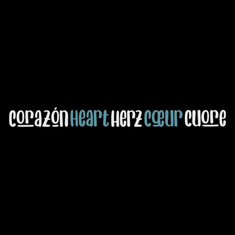 "Heart" - lettering in 5 languages two-tone light