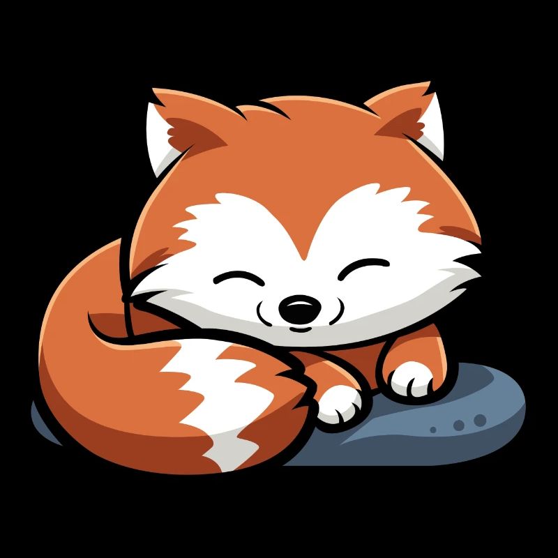 Sleeping Red Panda on Stone