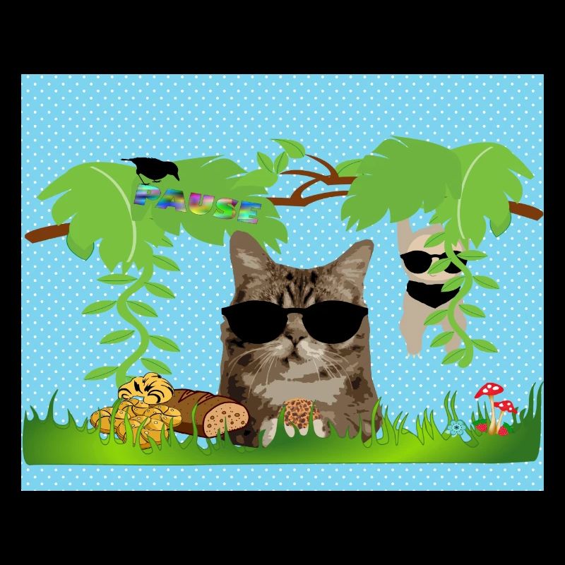 Brotdose oder Maske Katze cool und Faultier