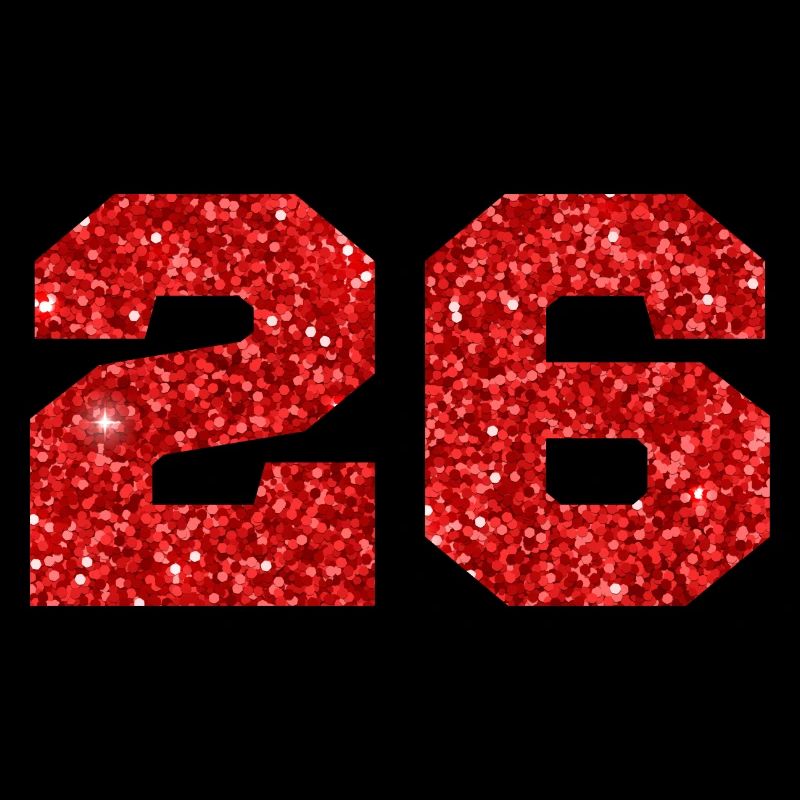 Number 26 Red Glitter - 26th Anniversary