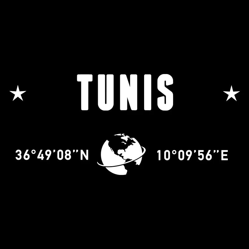Tunis Tunisie Coordonnées GPS Globe Blanc