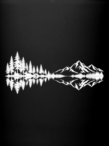 Bergsilhouette Mono-Lichtlinie
