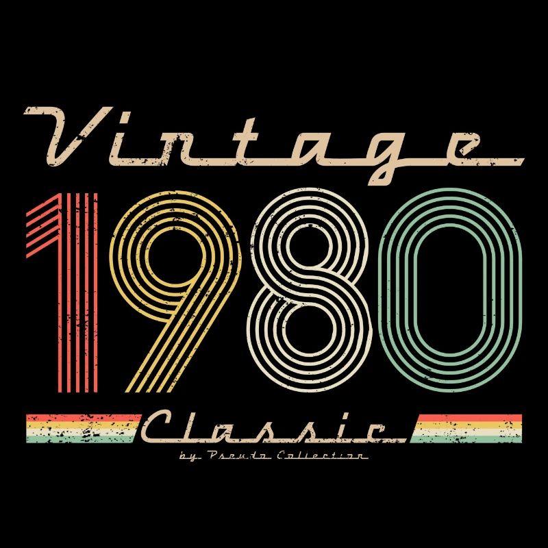 Vintage classique 1980 pseudo rétro année de naissance