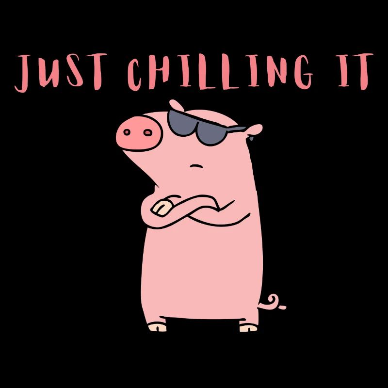 Cool 'Just Chilling it' Funny Cartoon Pig