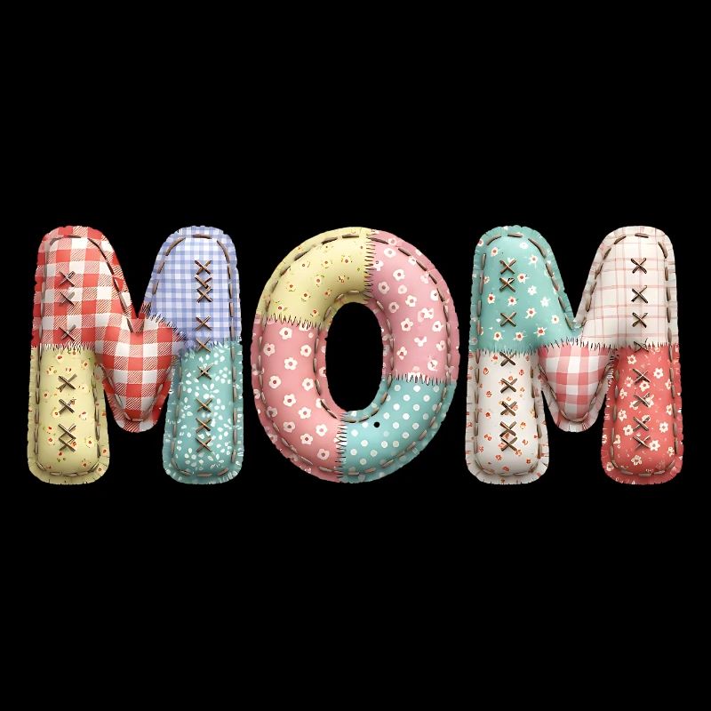 Mom Lettering Patchwork Fabric Look